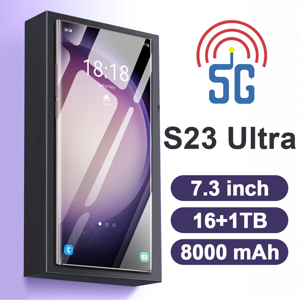 

Смартфон S23 Ultra, 7,3 дюйма, 48 + Мп, 16 + 1 ТБ, 4G, две Sim-карты