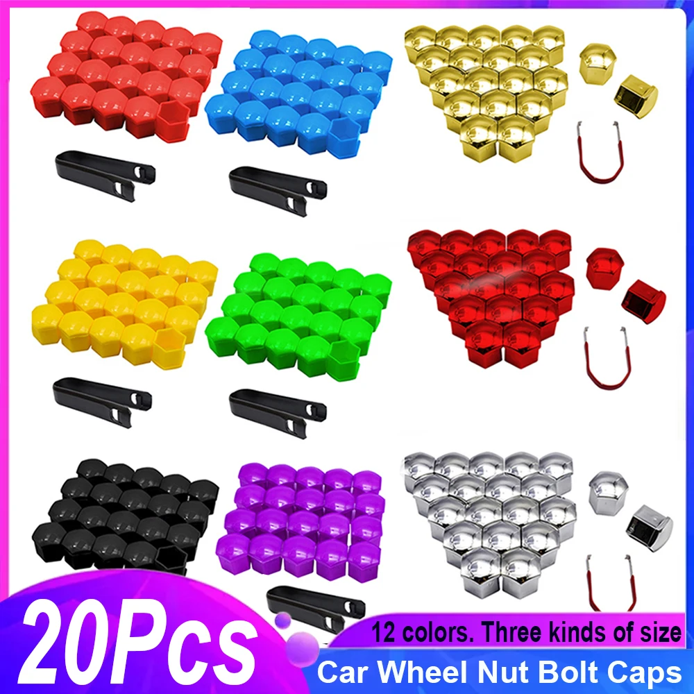 

17mm 19mm 21mm Anti-Rust Auto Hub Screw Cover Car Tyre Nut Bolt Exterior Decoration Car Wheel Nut Caps Protection Caps 20 Pieces