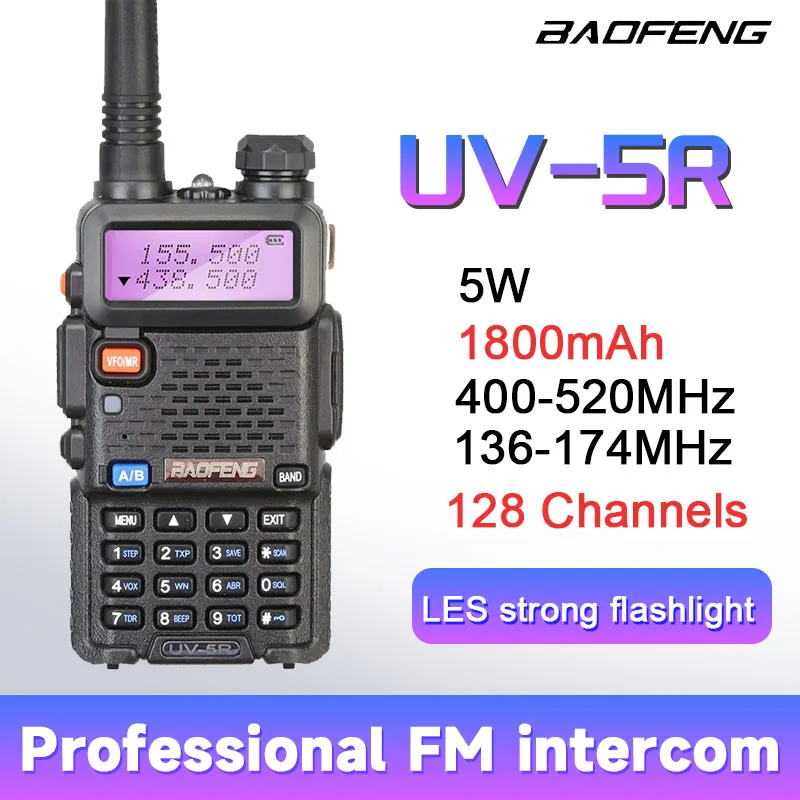 

1/2PCS Baofeng UV-5R 5W Powerful Walkie Talkie Long Range 10km Dual Band 136-174MHZ&400-520MHZ Two Way Radio CB Portable Hunting