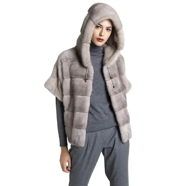 Warm Fur Coats With Hood Luxurious Thicken Mink Fur Overcoat For Women Fashion Sapphire Mink Jacket Ladies Real Furs Outerwear