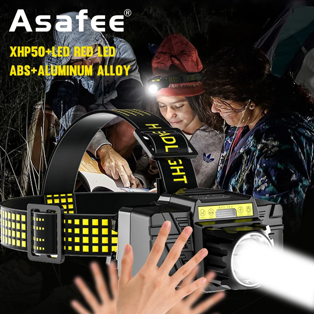 

Asafee XHP50, яркая искусственная лампа для альпинизма, внешняя лампа для кемпинга, Индукционная лампа с телескопическим увеличением