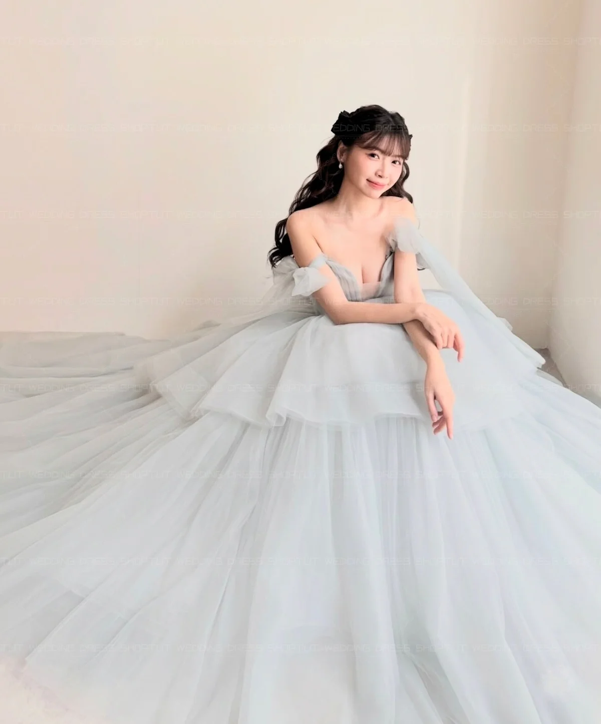 Фото Вечерние платья TLIT Princess из многослойного фатина конфетных цветов, на заказ, с открытыми плечами, с бантом, для выпускного вечера, корейские свадебные платья для фотосессии №4