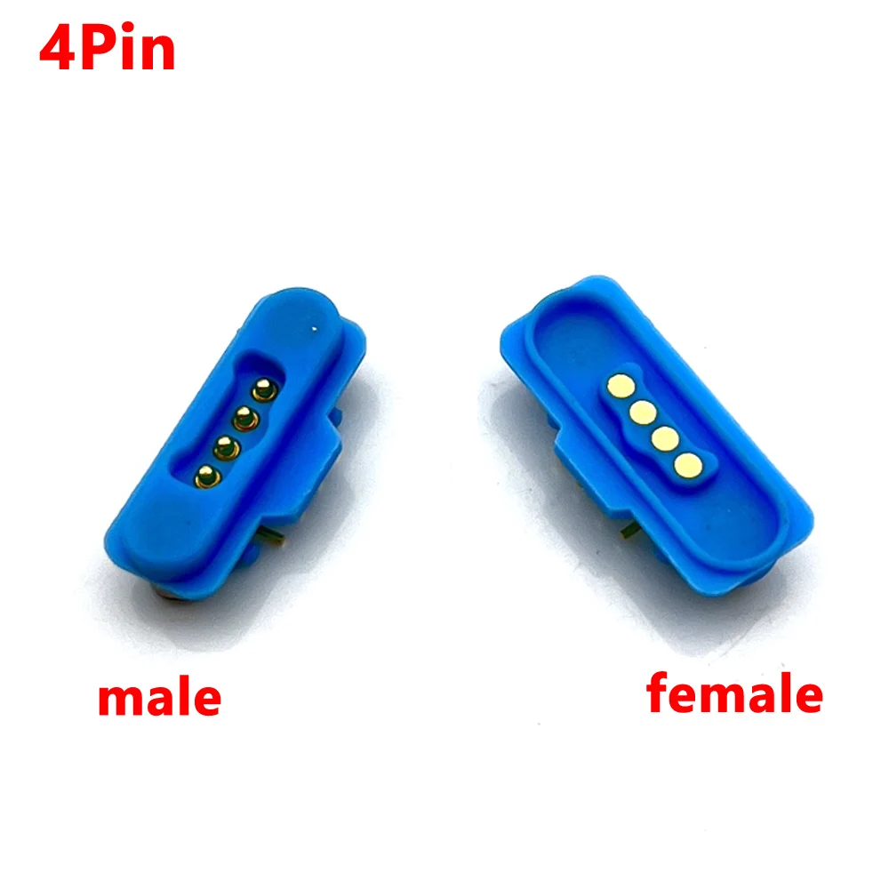 

1Pair 4Pin Waterproof Magnetic Pogo Pin Connector Curved pin Male Female Spring Loaded DC signal data transmission Power Socket