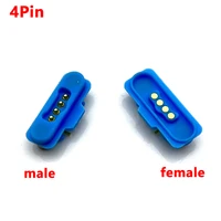 1pair 4pin waterproof magnetic pogo pin connector curved pin male female spring loaded dc signal data transmission power socket