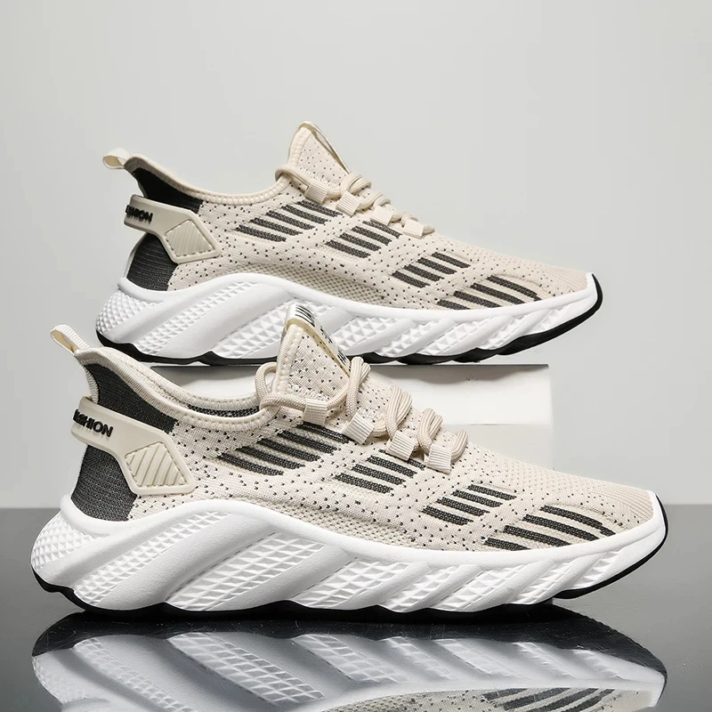 Мужские сетчатые кроссовки дышащая повседневная обувь на платформе шнуровке