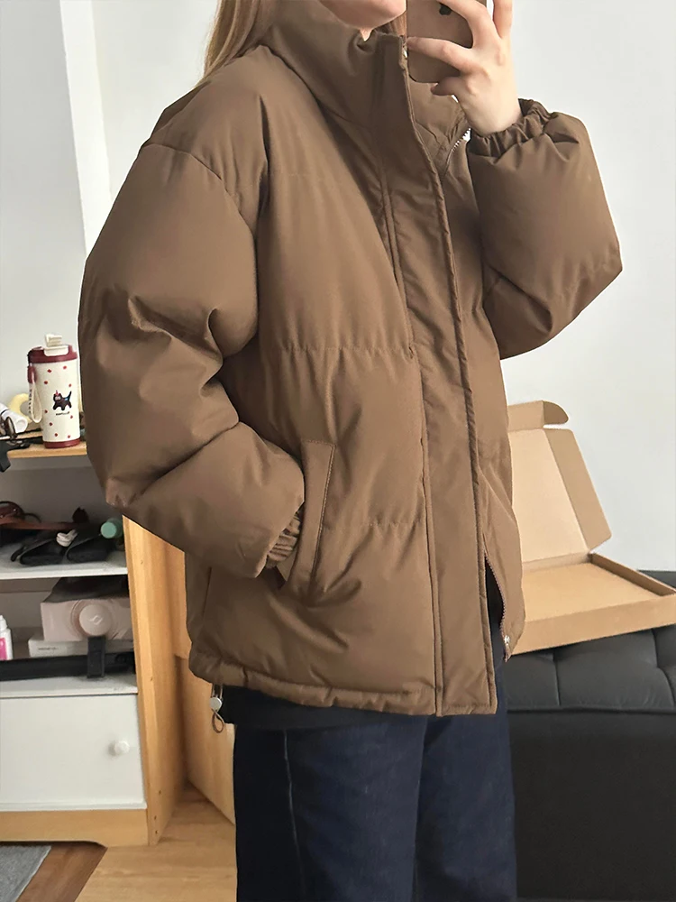 Maillard Coffee Color down Jacket Cotton-padded Clothes Men's Winter Thickened American vintage Stand Collar Cotton-Padded Co...