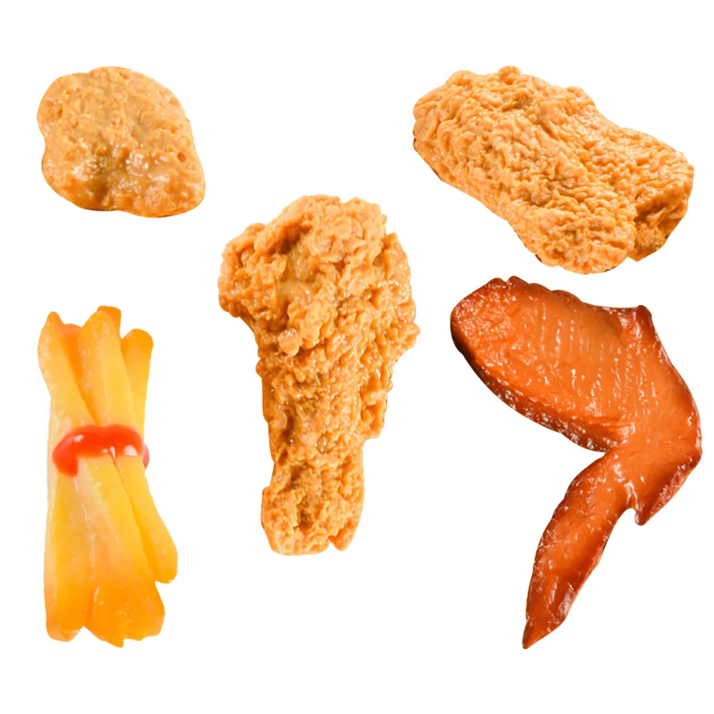 

5 Pcs Artificial Fried French Playset Accessories Food Props Decor Simulated Chicken Wings Leg Model Small