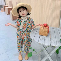 girls jumpsuit clothing summer floral girls overalls jumpsuit casual japanes korean girls palysuit baby kids clothes 3 8y