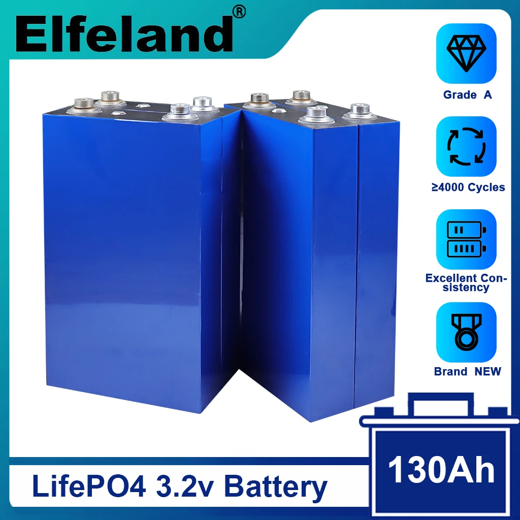 

New 3.2V 130Ah Lifepo4 Battery 6C Continuous High Discharge Rechargeable High Power Batteries Tax Free