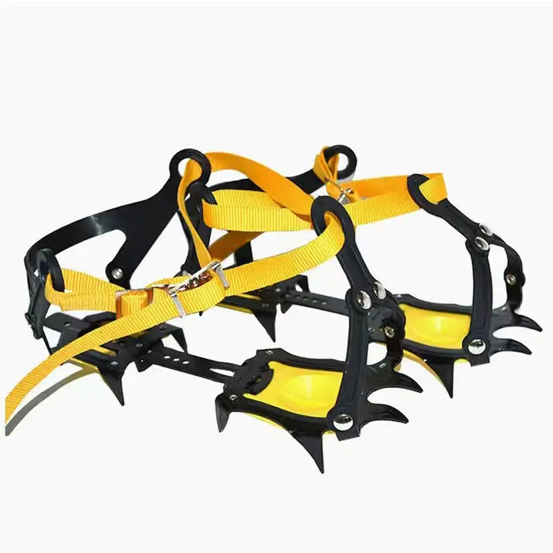 10 Tooth Ice Snow Crampons Anti-Slip Climbing Gripper Shoe Covers Spike Cleats Stainless Steel Snow Skid Shoe Cover Crampon