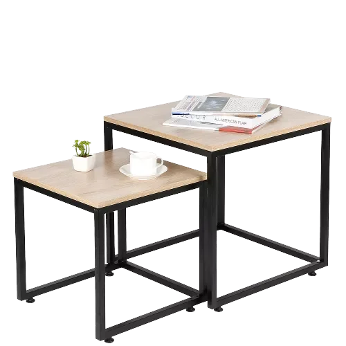 

2Pcs Square Table Wood Nordic Coffee Table Modern Removable Sofa Side Table Living Room Furniture Large Small Coffee Table HWC