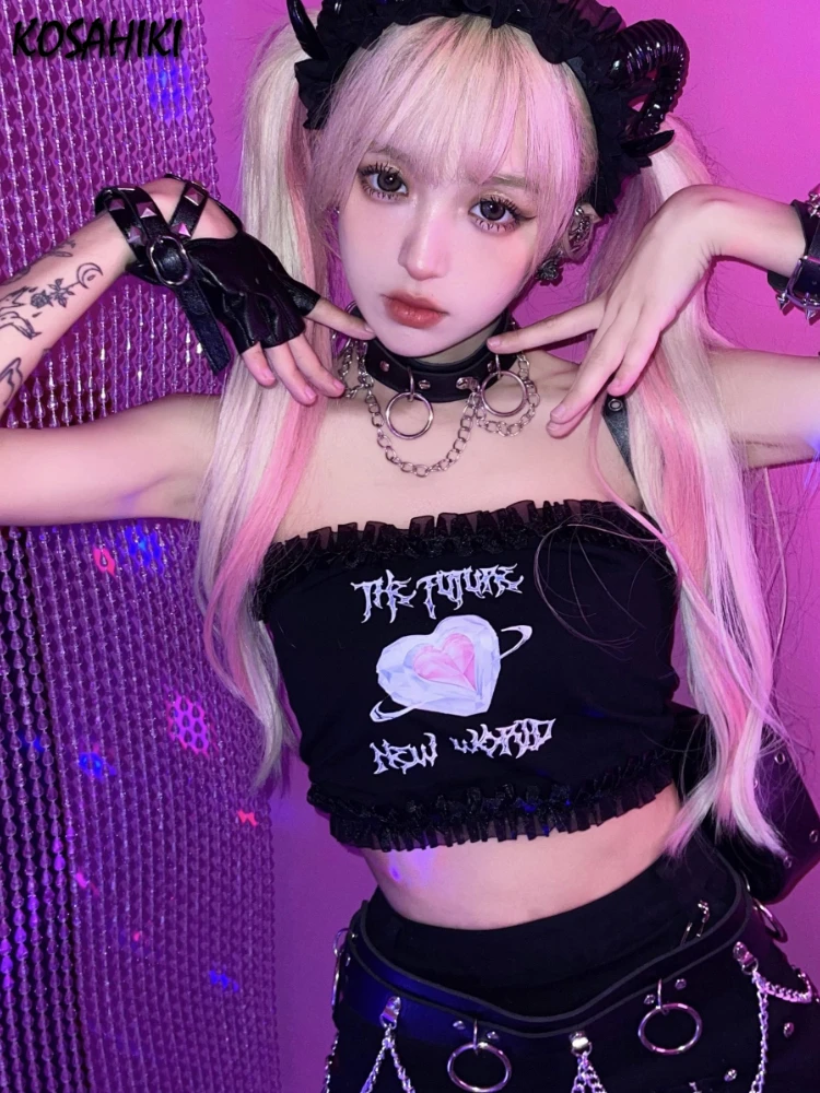 Женский укороченный топ с принтом сердца в готическом стиле | Майки и топы на