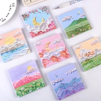 80sheets creative oil painting scenery landscape writing paper sticky memo pad student office school message notepad stationery