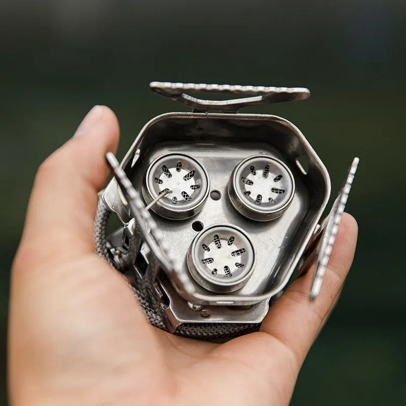 

Outdoor Picnic Stove MOUNTAINHIKER Camping Barbecue Portable Foldable Stainless Steel Triangle Gas Stove With Storage Box