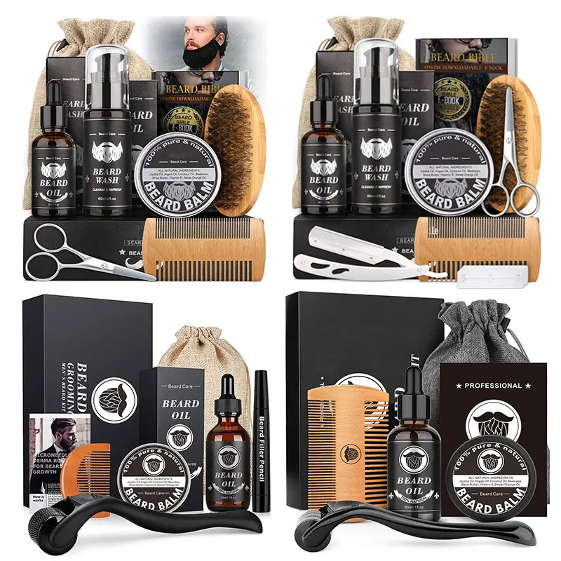 

Men Beard Growth Beard Growth Kit Beard Growth Serum Oil Beard Growth Balm Beard Wash Soap Beard Growth Comb Brush Scissors