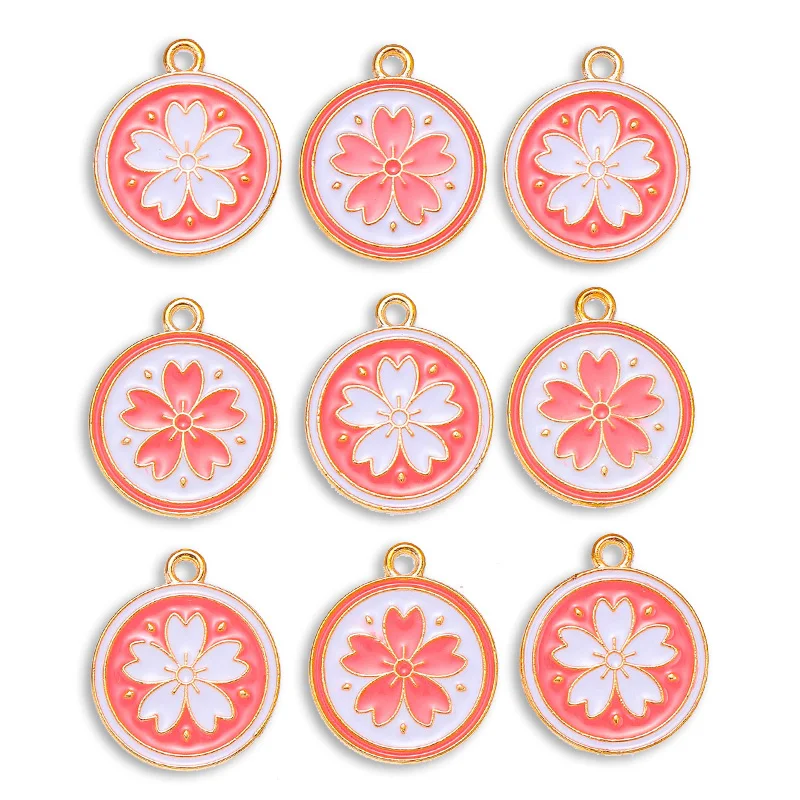 

20Pcs 20*17MM Sweet Pink Cherry Blossom Enamel Charms for Making Cute Pendants Necklaces Earrings Bracelets DIY Jewelry Findings