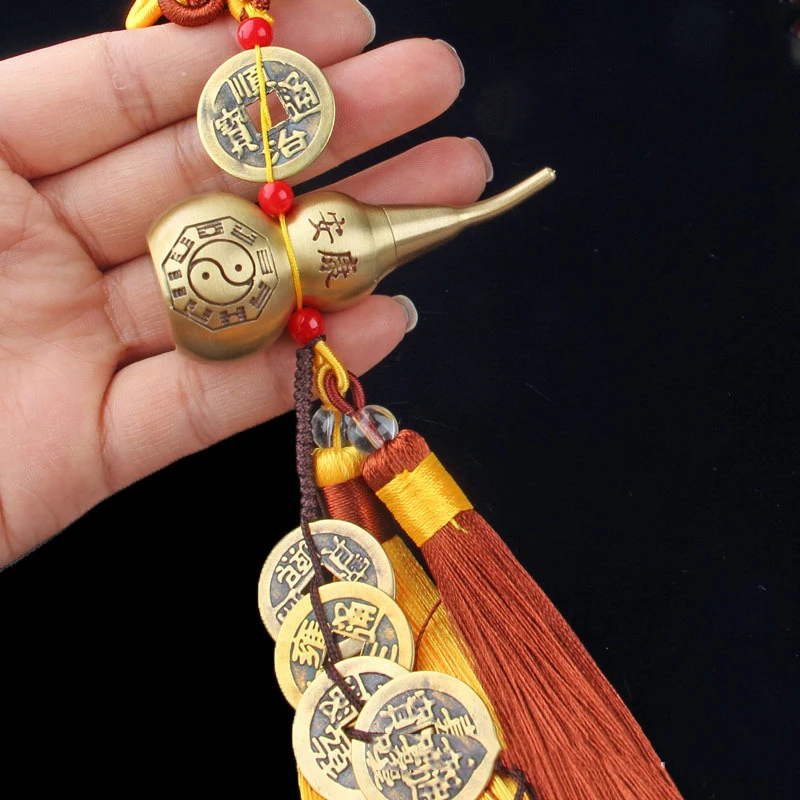 

2Pcs Chinese Feng Shui Coins Brass Gourd Feng Shui Talisman for Good Luck Fortune Wealth Peaceful Car Ornament Home Decoration