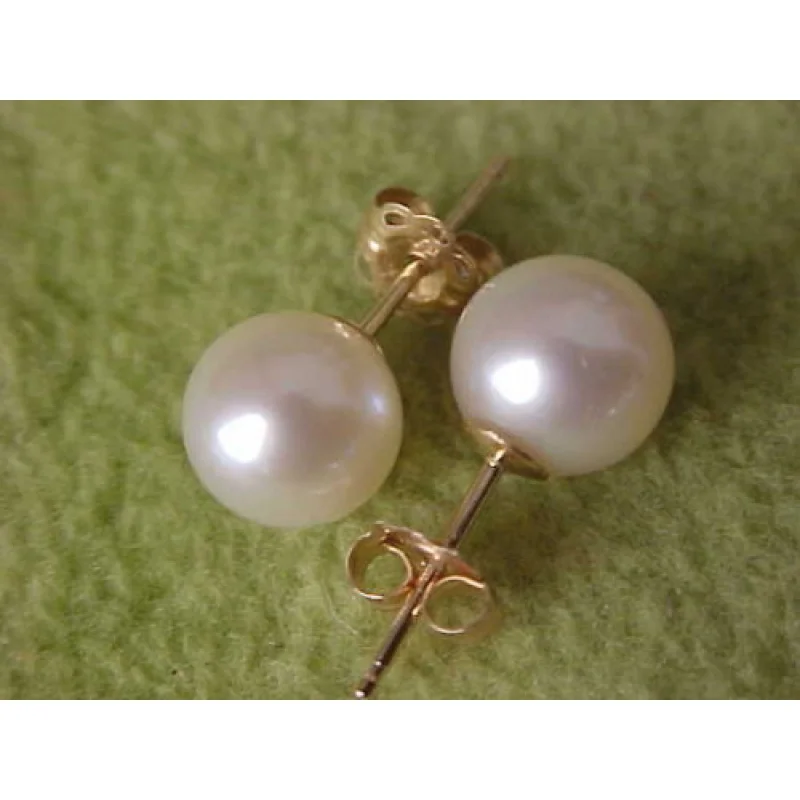 

good HOT AAA 7- 8-9MM NATURAL SOUTH SEA WHITE PEARL EARRINGS 14k/20 GOLD MARKED