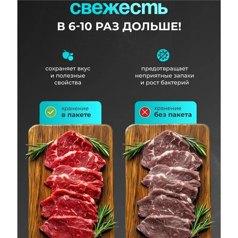 Фото Пакеты для вакуумной упаковки A27F, 100 шт., текстурированные пакеты для вакуумной упаковки, 3 разных размера для замораживания, приготовления еды и су-вид. №2