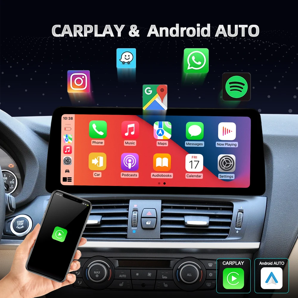 Фото Заводской 12,3-дюймовый сенсорный экран Android13 Автомобильная навигация AUTO Carplay X3 F25 X4 F26 2011-2017 CIC NBT BT WIEI 4G Audio №5