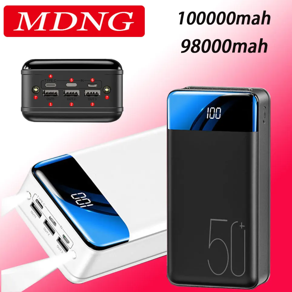 

100% new genuine fast charging 100000mah /98000mah power bank large capacity mobile power universal 5v2.1a fast charging