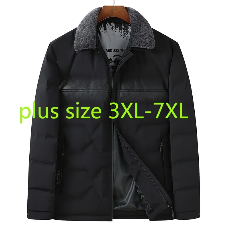 

Мужской пуховик с меховым воротником, 3XL-6XL7XL, зимний, Повседневный, короткий, толстый, размера плюс