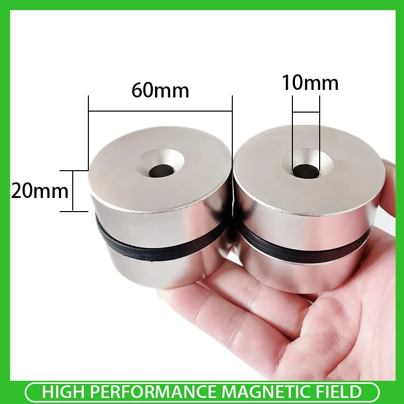 

1PC 60x20-10mm Powerful Magnets 60x20mm Hole 10mm Permanent Round Countersunk Neodymium Magnetic Magnet 60x20-10