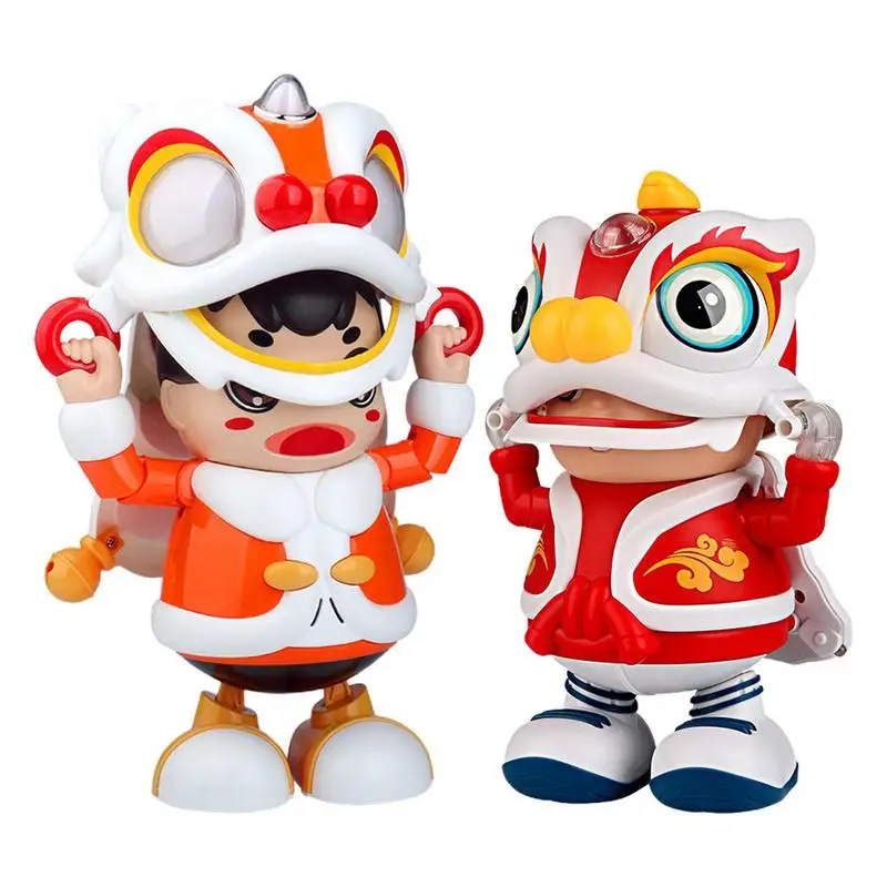 

Dancing Music Toy Light Up Lion Dancing Boy Dolls With Rocking Props Educational Walking Robots For Infants Development Festival