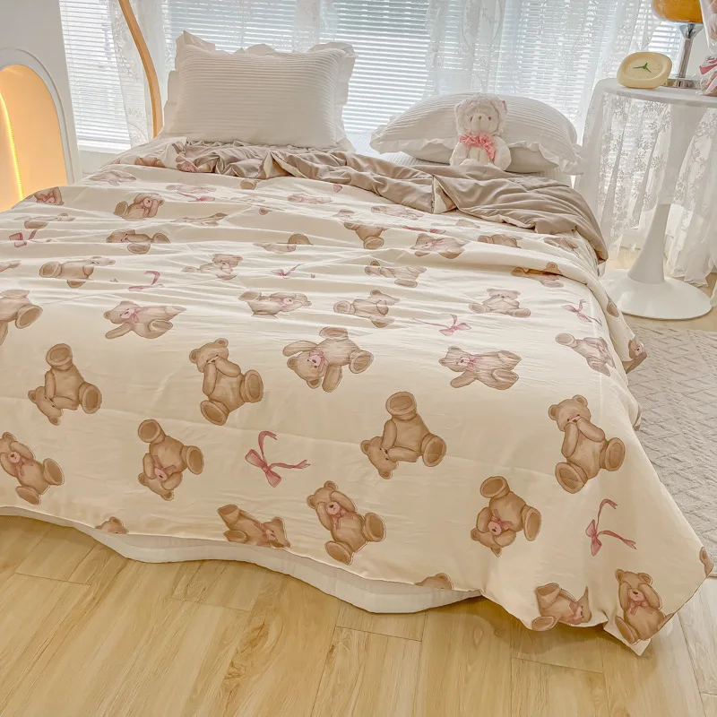 

Soybean Fiber Summer Cool Quilt Soft Machine Washable Double Washable Cotton Linen Comfortable Air-conditioning Thin Comforter