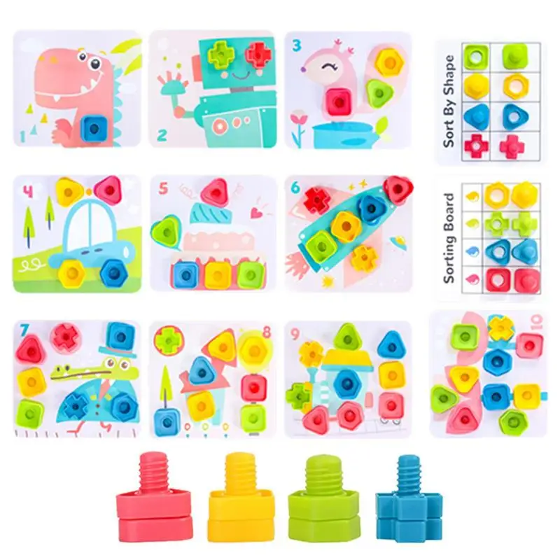

Игрушка в виде гайки и болтов, подходящая цветная и форма, игровая игрушка для мелкой моторики, развивающие игрушки для детей, раньше, мальчи...