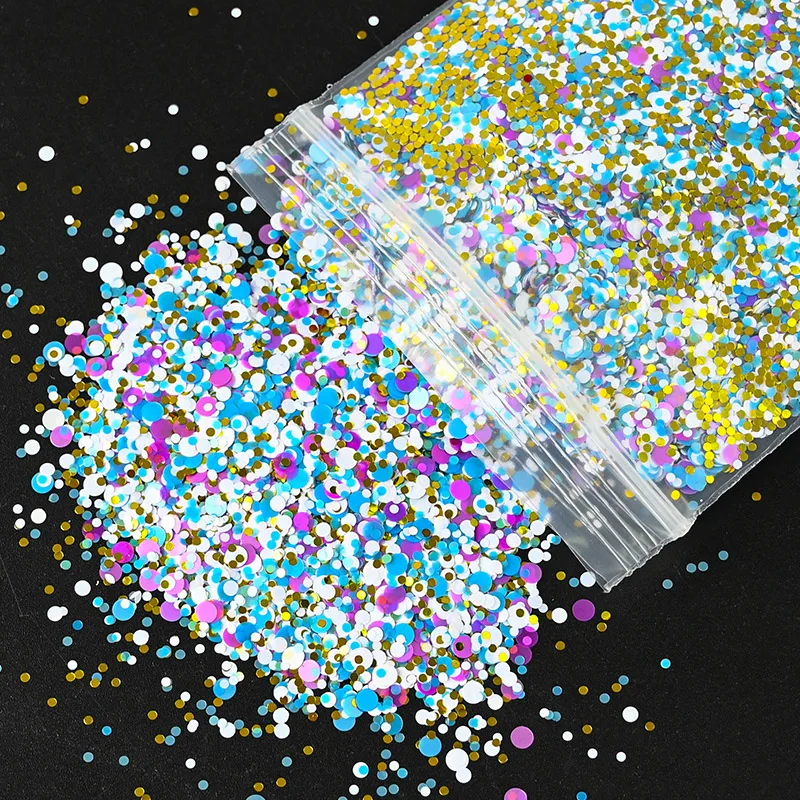 

50g Round Colorful Neon Phosphor Nail Glitter Holographic Fluorescent Nail Sequin Mixed Powder Paillette Nail Art Decoration