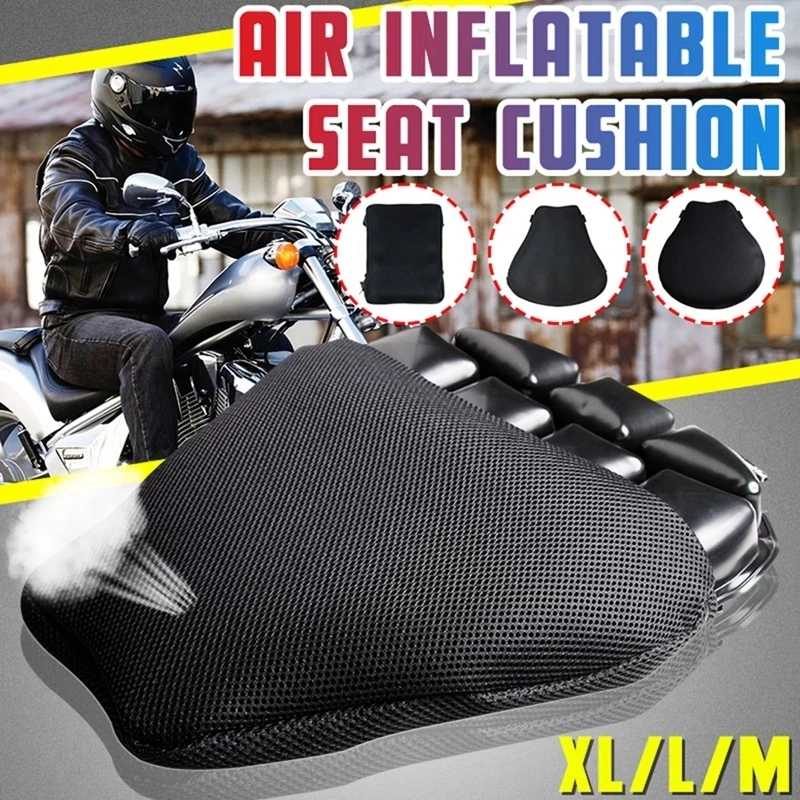 

3D Inflatable Seat Universal Motorcycle Air Seat Cushion Cover Cushion Antiskid Breathable shock absorption seat mat M/L/XL