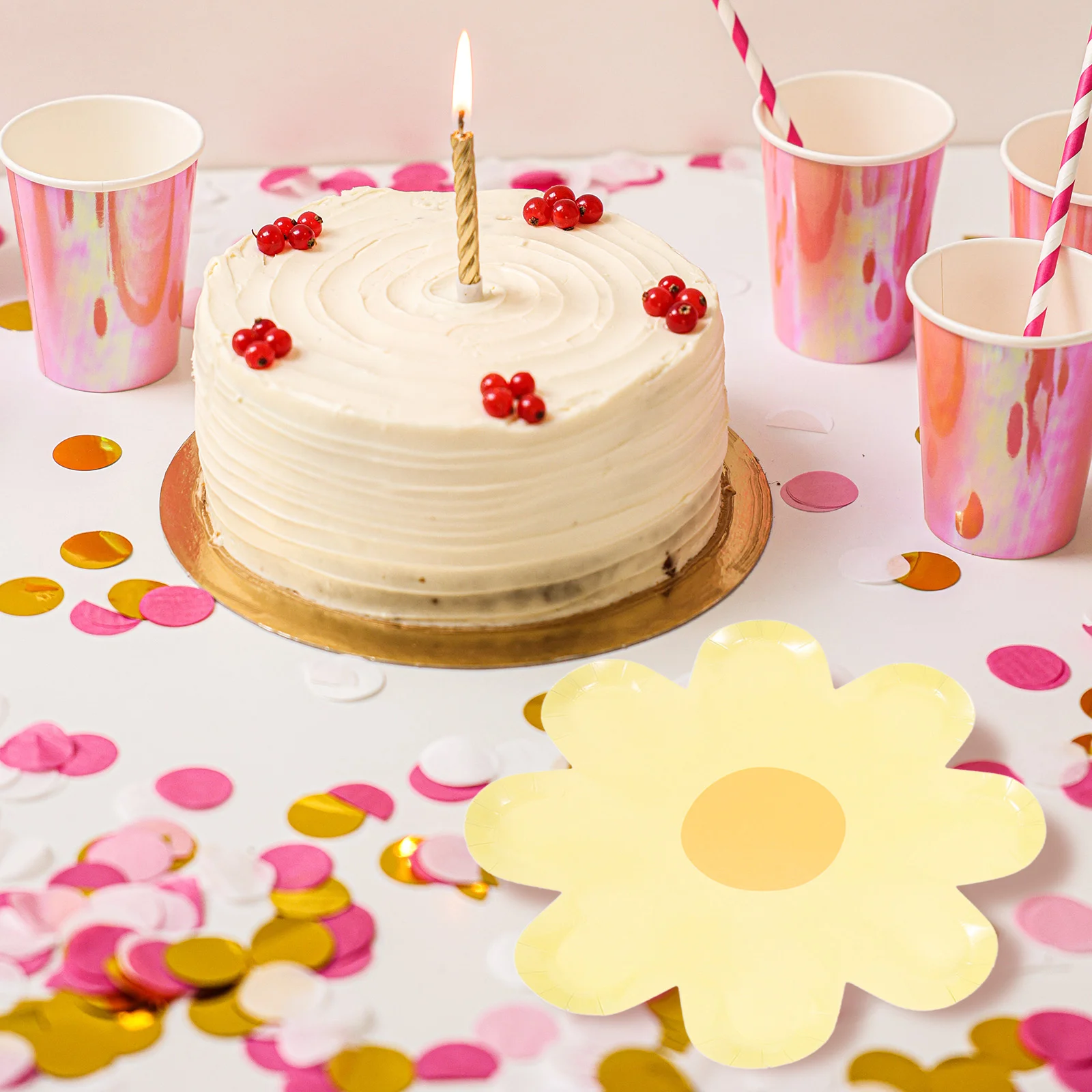 

40pcs Disposable Plates Paper Plates Flower Shaped Plates Food Serving Plate Holiday Tableware