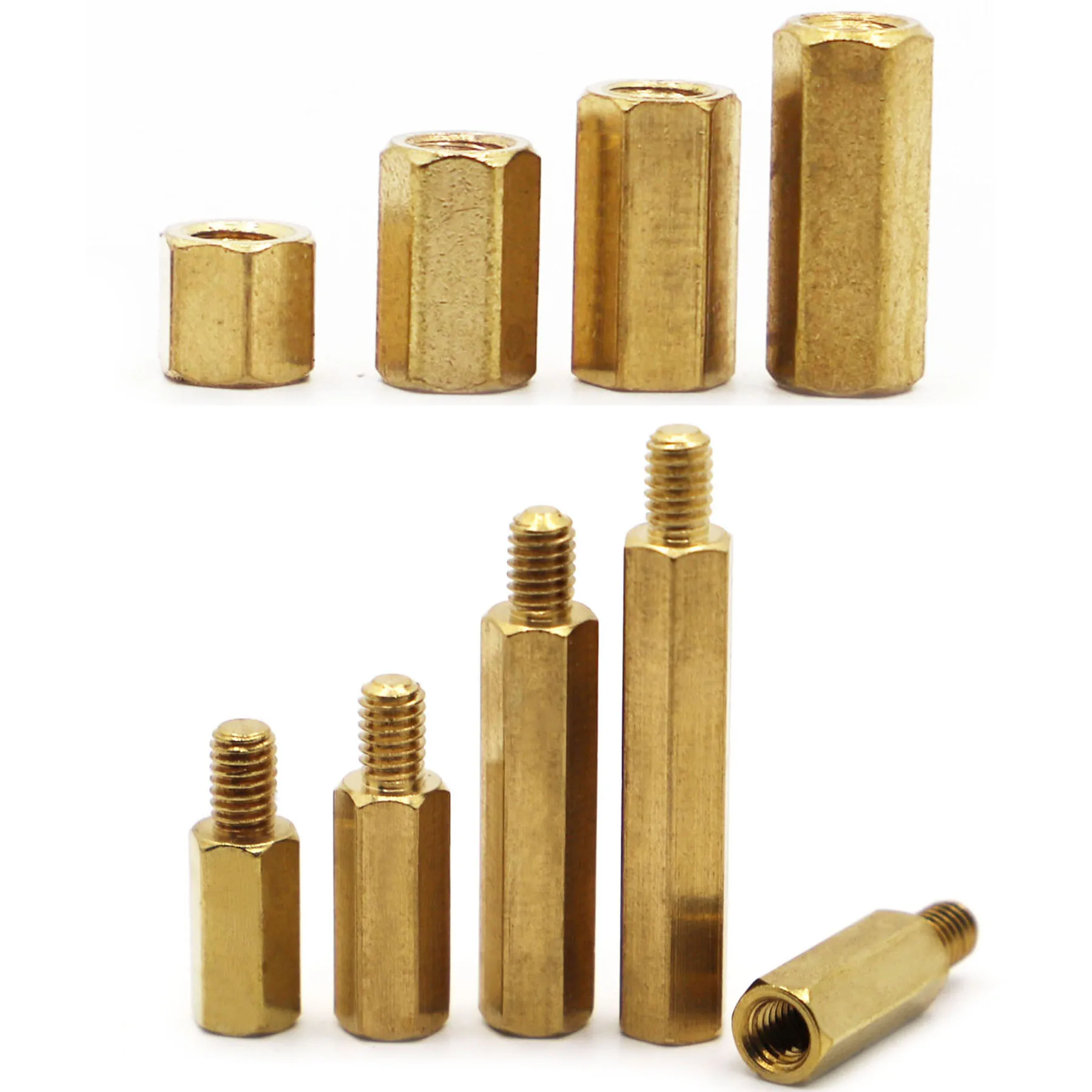 

10pcs M2 M2.5 M3 M4 Solid Copper Brass Hexagon Standoff Hex Pillar M-F F-F Male-Female Female Spacer for PCB Board Motherboard