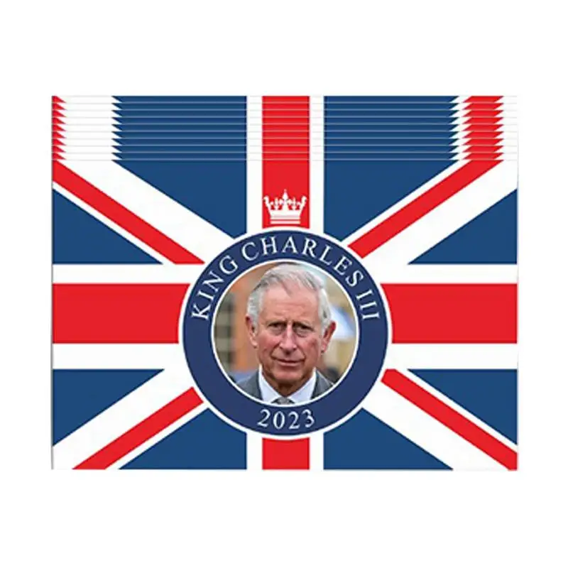 

Король Чарльз III флаг коронация ручная волна маленький флаг Великобритании король флаг британские украшения для коронации улица