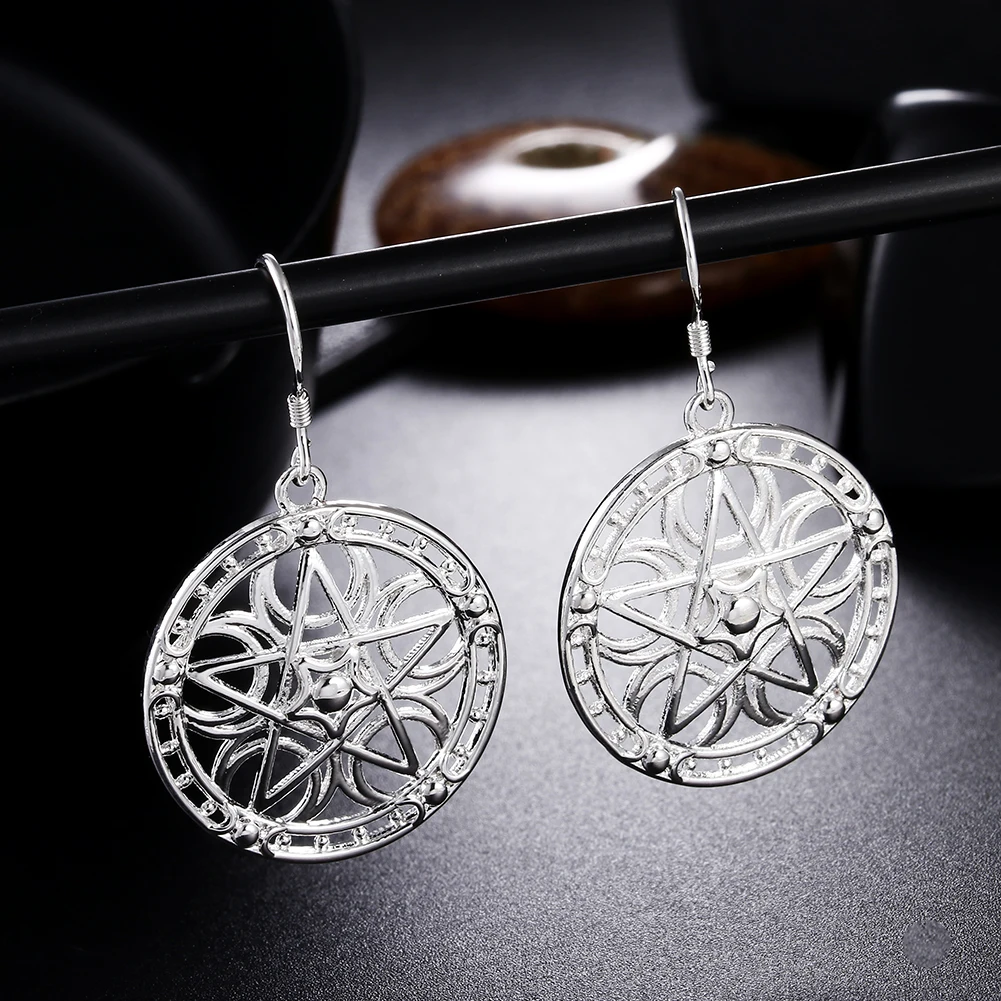 

Big Circle Earrings 925 Silver Plated Stud Earrings for 2022 Women Luxury Jewelry Korean Fashion Wedding Party Gifts Trend