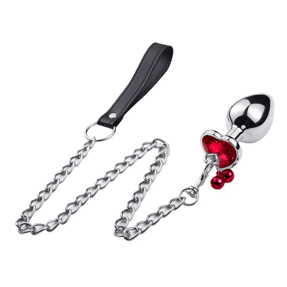 3 Sizes Aluminum Alloy Anal Plug Pull Chain Bell Round Rhinestones Metal Butt Plug Fetish Adult Games Couples Flirting Sex Toys