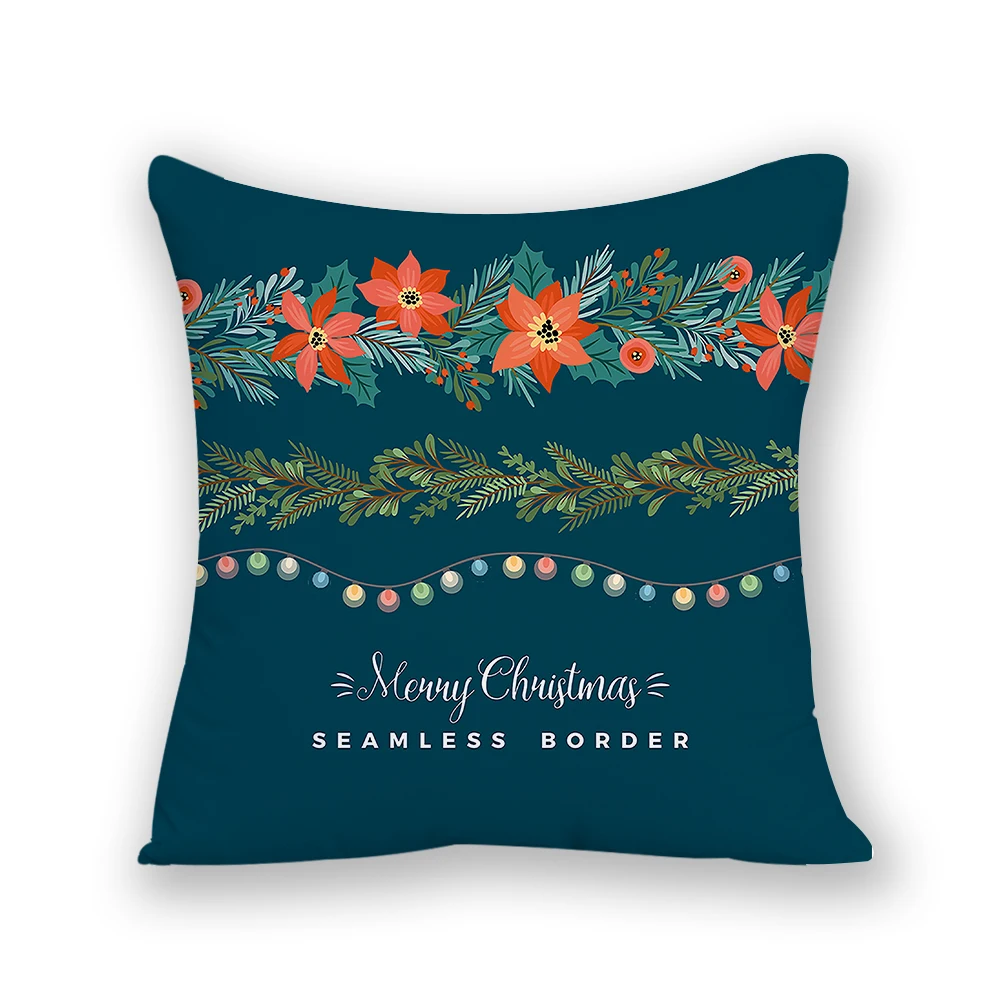 

Velvet Sitting Cushion Polyster Linen Pillowcase for Pillow 45x45 Square Alphabet Christmas Tree Letter Cartoon Home Decor E2115