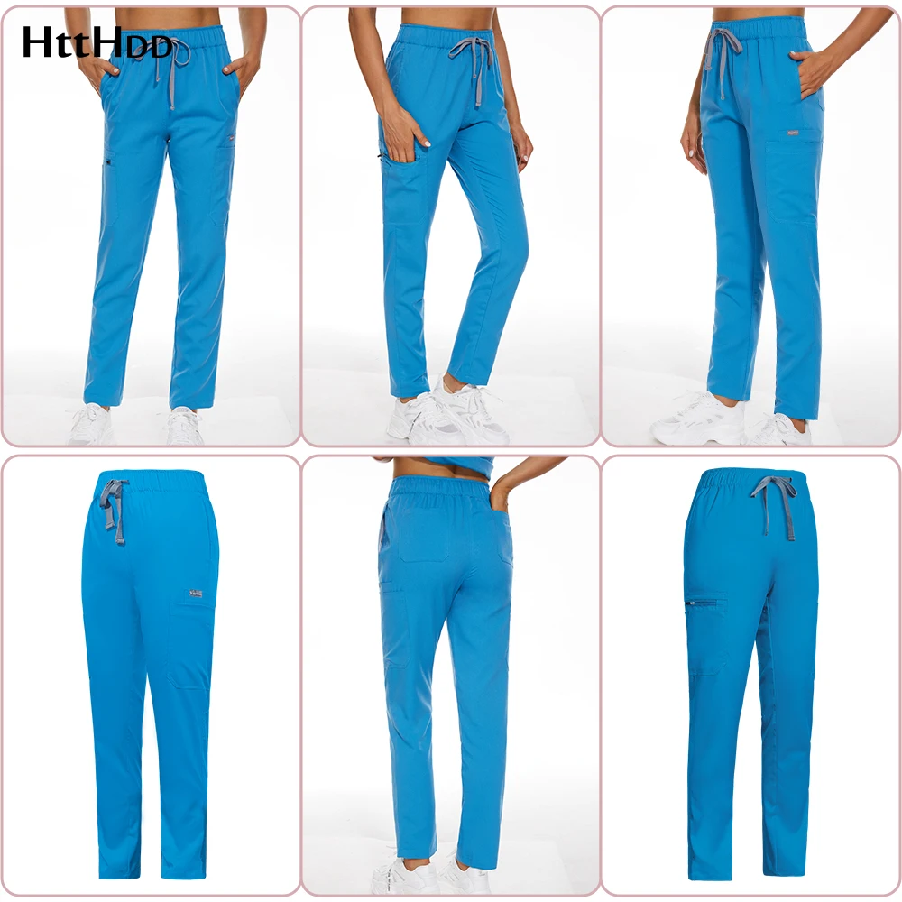 

Unisex Zip Pocket Scrub Pants Scrub Bottoms for Women Mens Jogging Hospital Doctor Nursing Uniform Solid Color Surgical Workwear