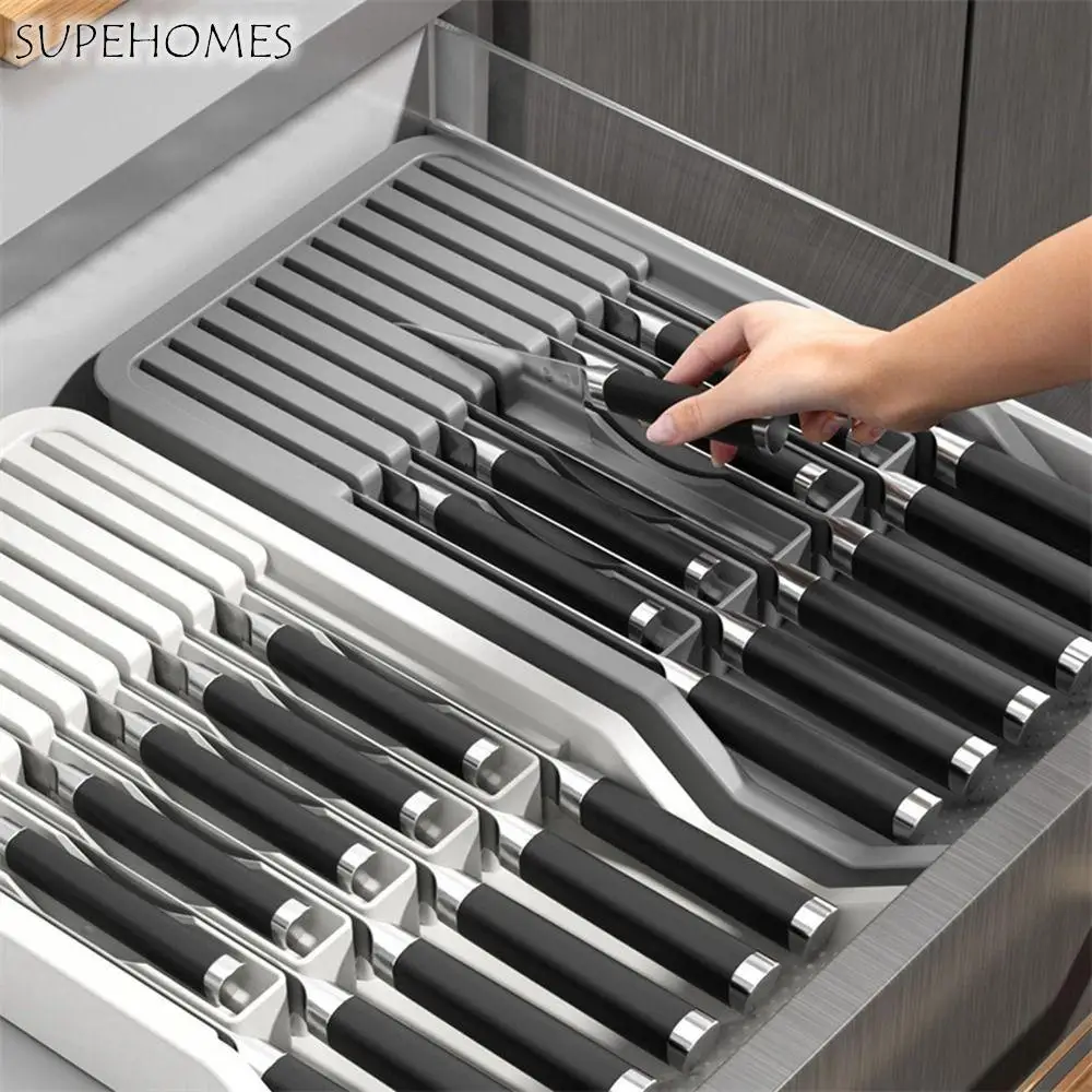 

Practical Kitchen Organizer Retractable Useful Storage Box Tableware Partition Shelf Storage Holder Spoon Fork Divider