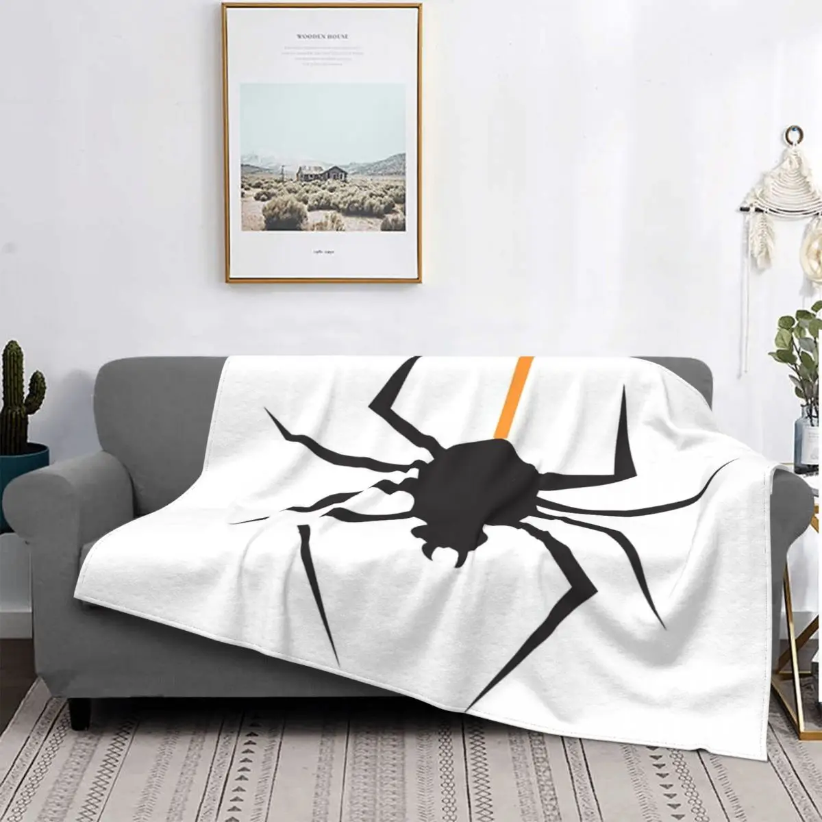 

Manta de araña negra emofriante, colcha para cama a cuadros, manta mullida de muselina a cuadros para camas