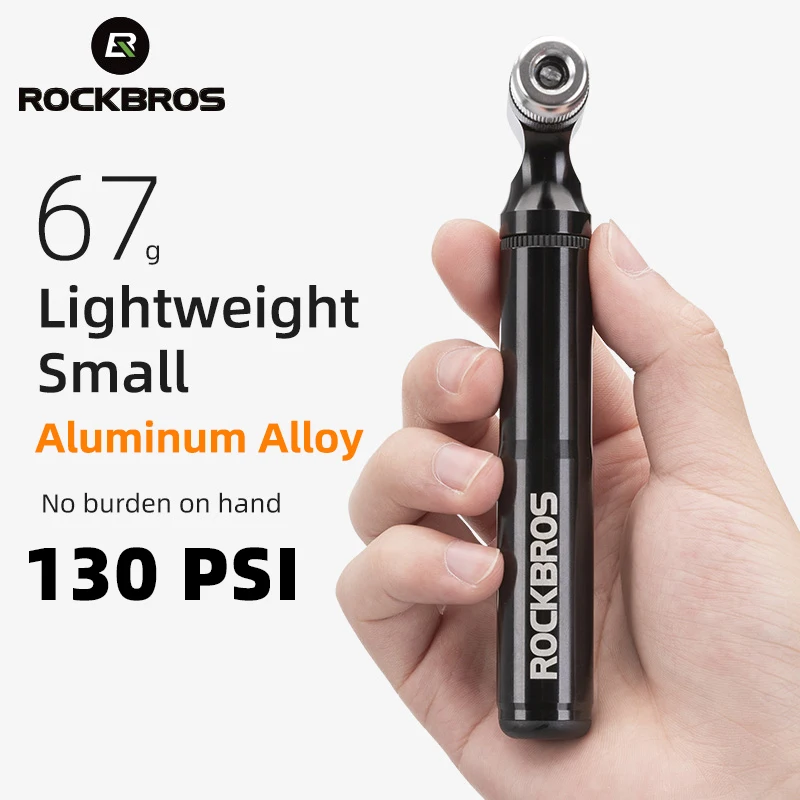 

ROCKBROS Bicycle Pump Mini Portable MTB Tire Inflator High Pressure 130PSI AV FV Mountain Road Cycling Air Pump Bike Accessories