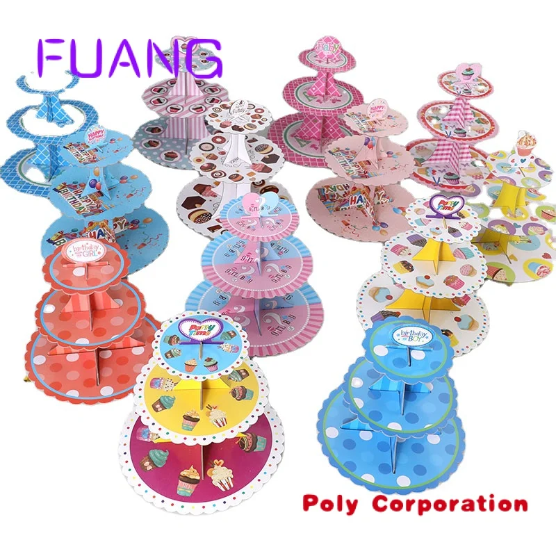 The best sale cake Holder 3Tier  round Cake Stand Printed Dessert Paper Cake Stand
