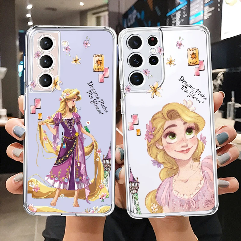 

Princess Rapunzel Disney Girl Phone Case For Samsung S23 S22 S21 S20 FE Ultra Pro Lite S10 S10E S9 S8 Plus 5G Transparent Cover