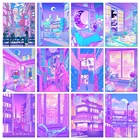 Набор для алмазной вышивки сделай сам, картина с изображением города, улицы, фиолетового аниме, вышивка крестиком, детское милое украшение для дома