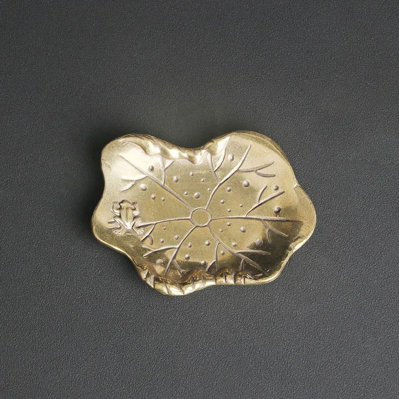 Античные латунные подставки в виде листьев лотоса, настольные украшения, чайная чашка кунг-фу для украшения гуохао дзен, поделки