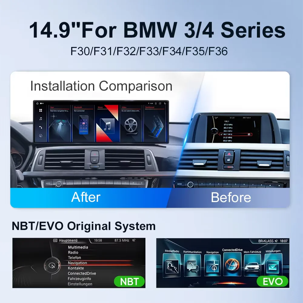 Фото Для BMW 3 4 серии 14,9 дюйма Android14 Автомобильный радиоприемник F30 F31 F33 F32 F34 F36 M3 F80 M4 F82 F83 LHD RHD CarPlay Мультимедийный музыкальный плеер №2