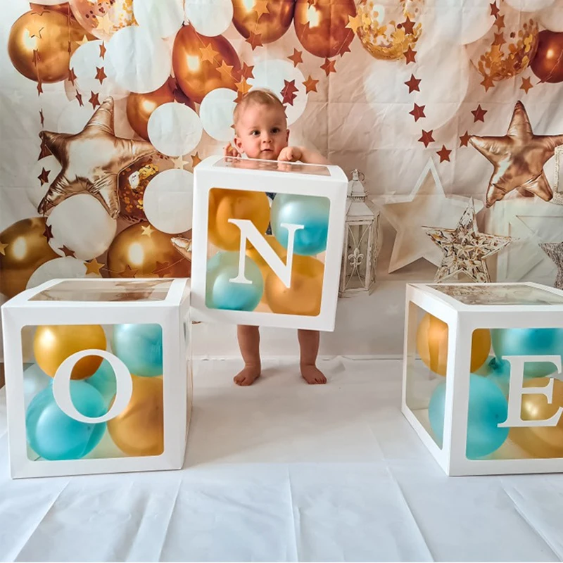 

Прозрачная коробка с надписью, коробка для детского душа, украшение для дня рождения мальчика и девочки, декор для 1-й свадебной вечеринки, т...