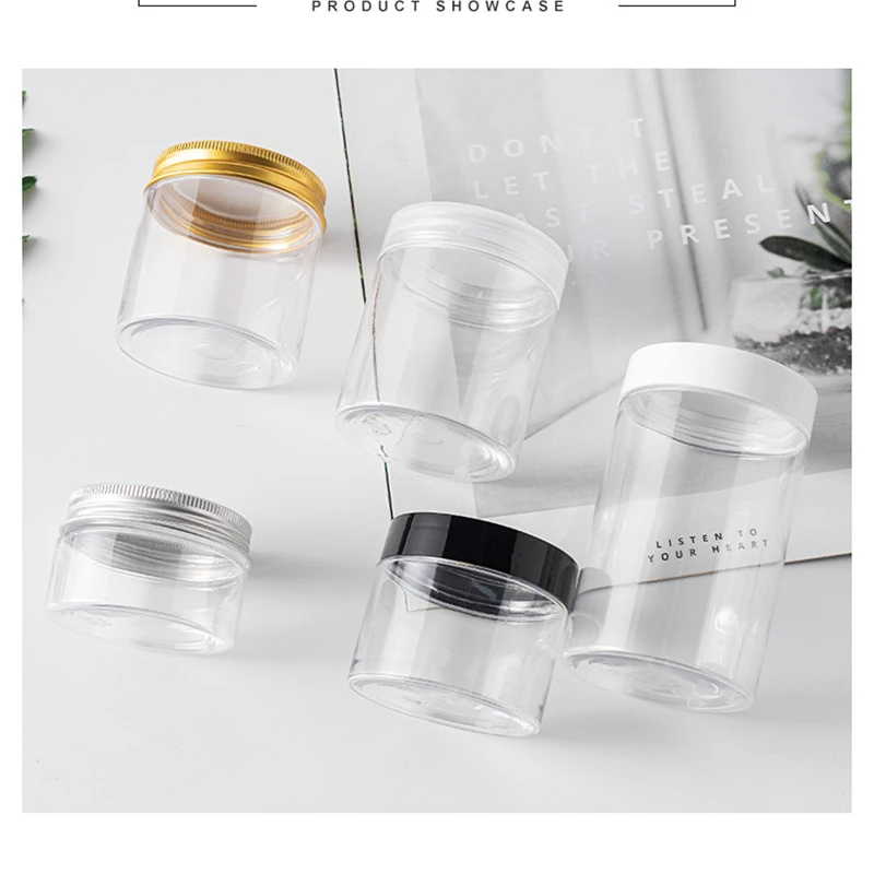 

Wholesale Clear PET Plastic Jars 150ml 200ml 250ml Transparent Empty Cosmetic Mask Cream Wax Packaging Containers Pots With Lids