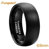 itungsten 6mm 8mm black tungsten carbide ring men women engagement wedding band fashion jewelry domed brushed finish comfort fit